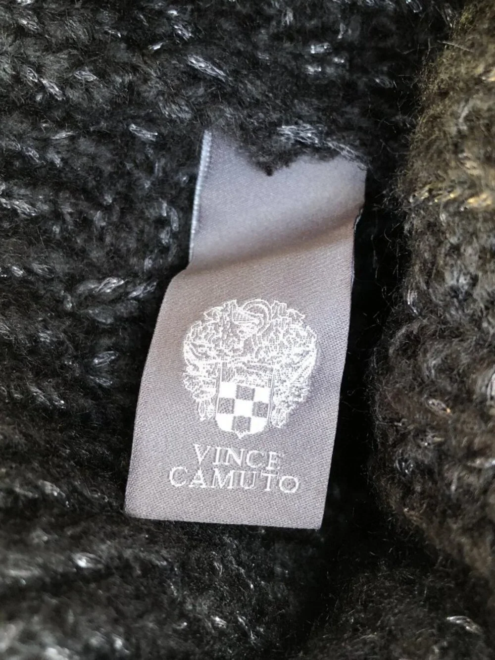 VINCE CAMUTO Knit Pom Beanie Hat Women's Grey Cuffed Cap One Size